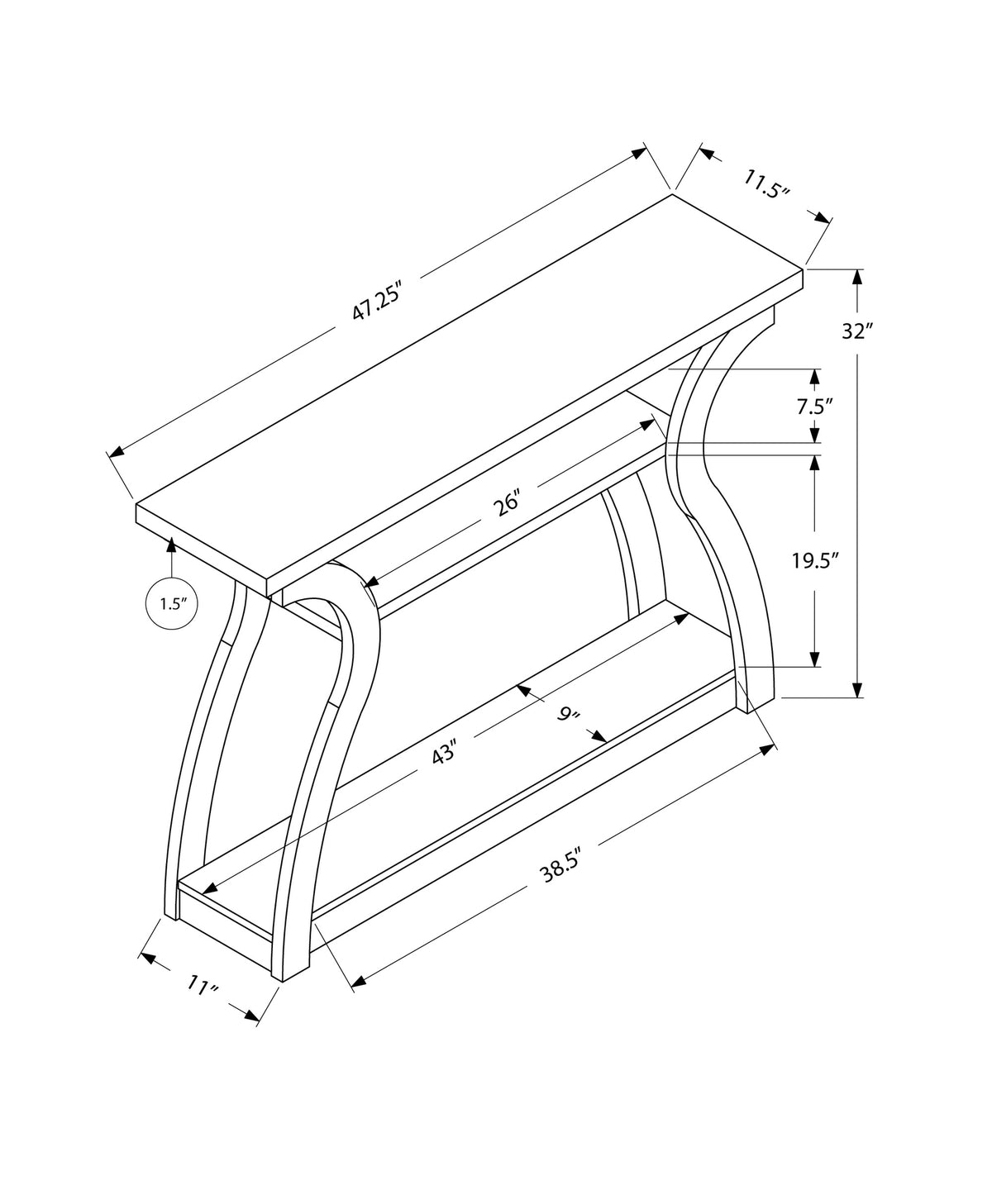 Talia Cappuccino Hollow Core Console Table