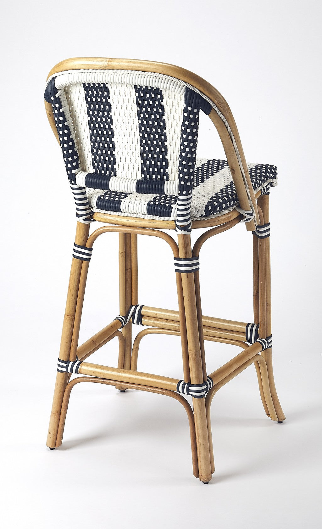 Vargas Striped Rattan Bar Stool