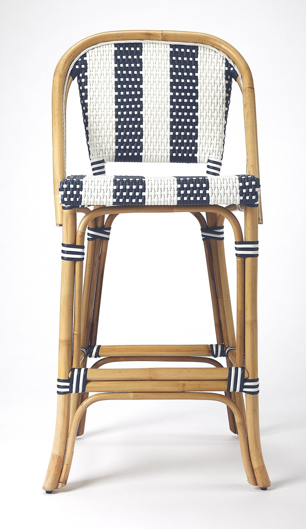 Vargas Striped Rattan Bar Stool