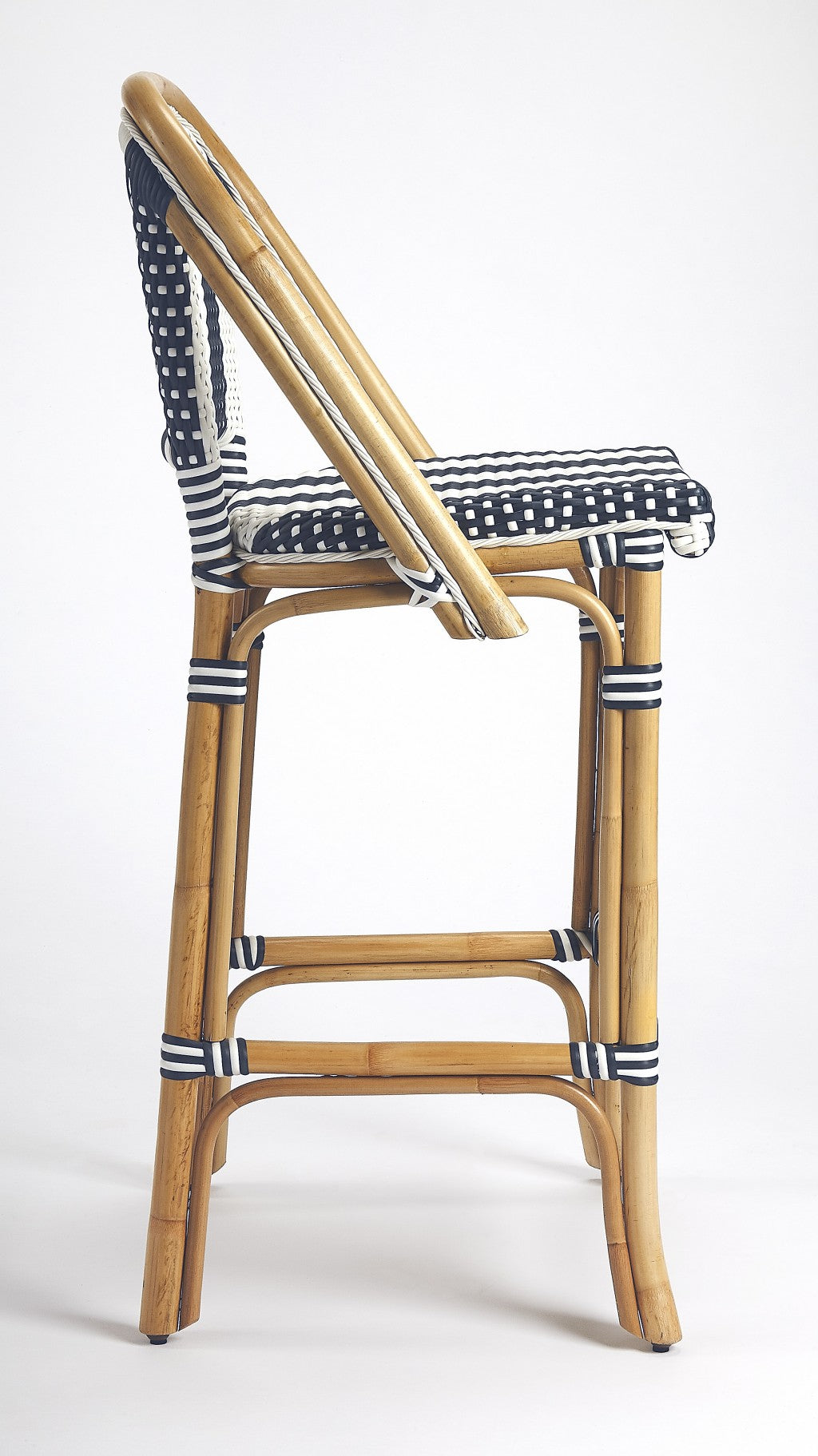 Vargas Striped Rattan Bar Stool