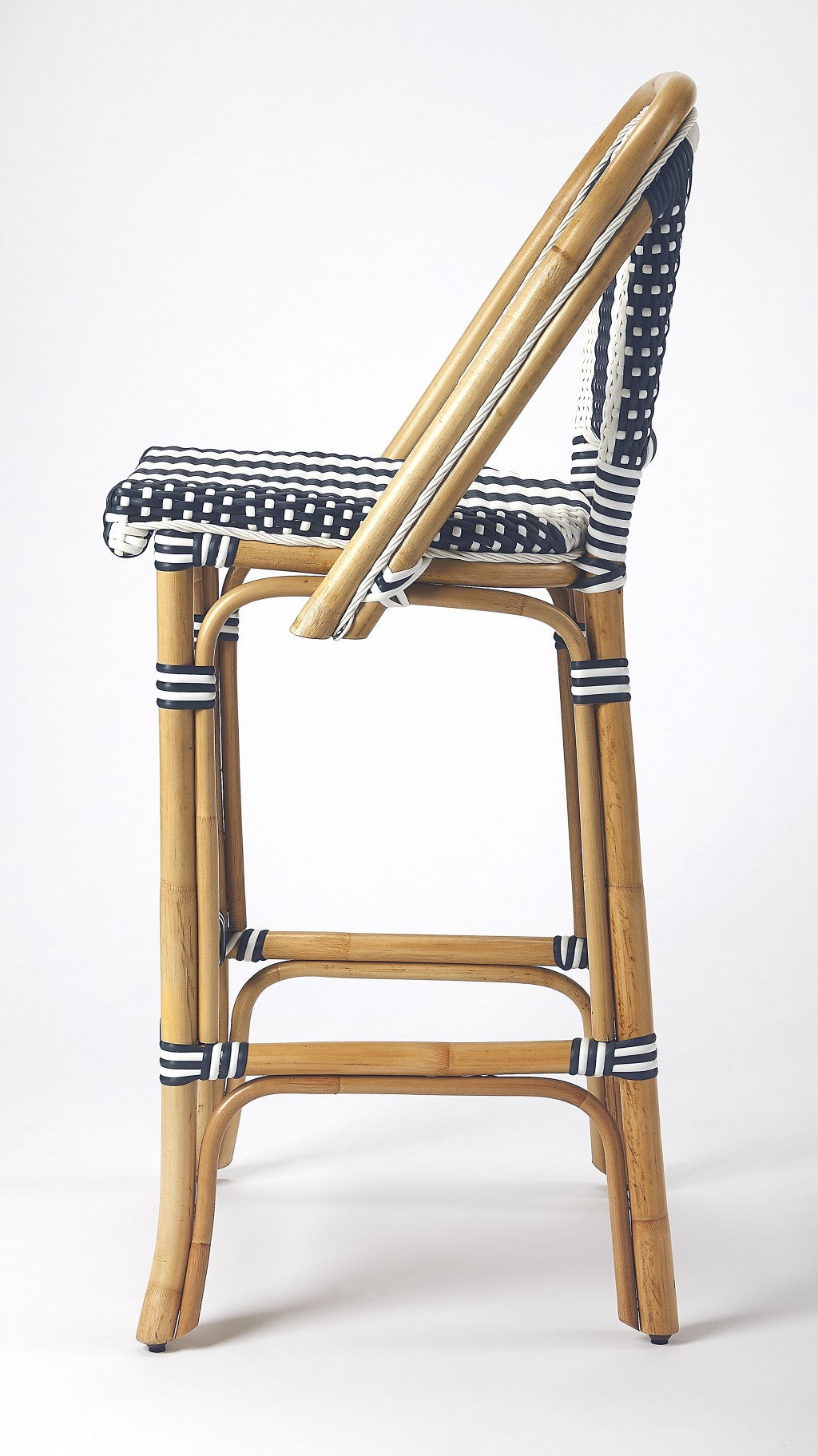 Vargas Striped Rattan Bar Stool