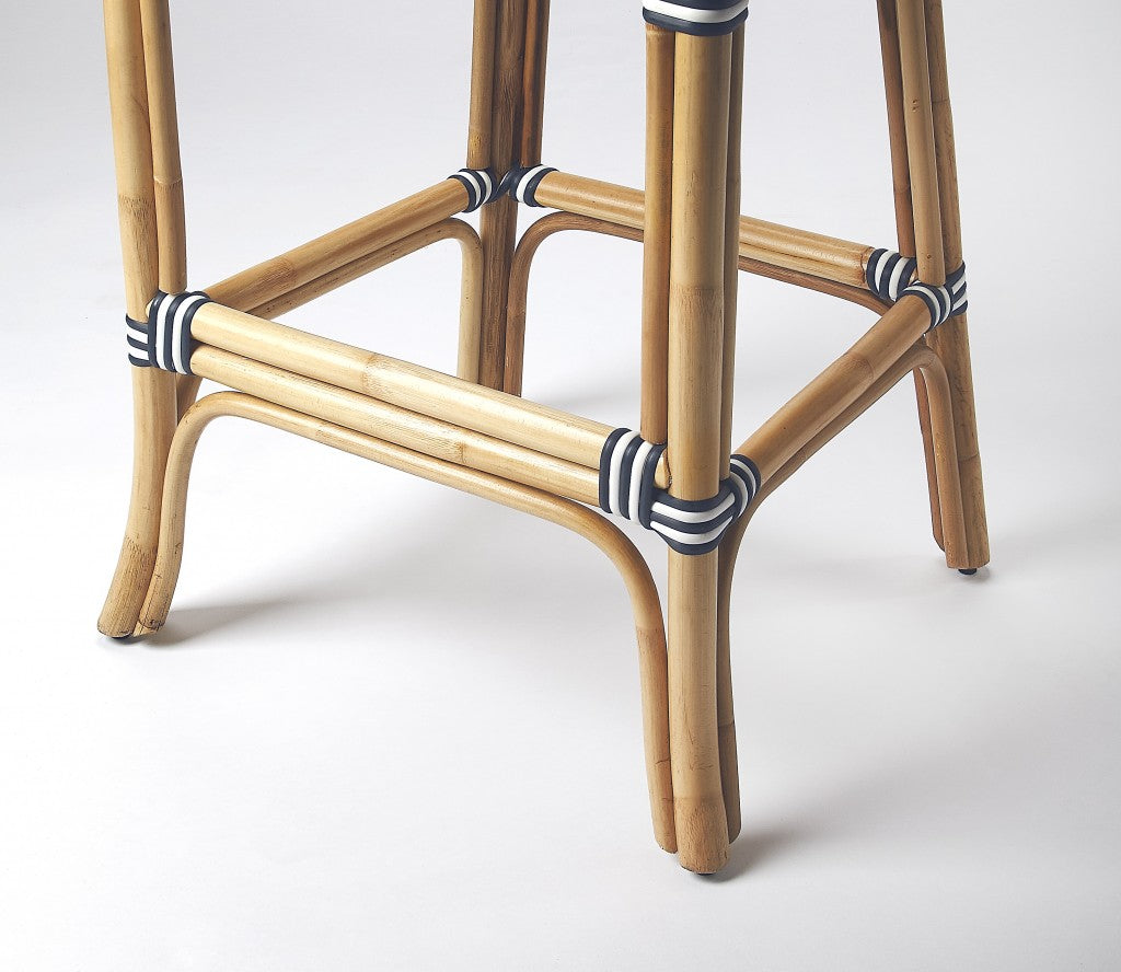 Vargas Striped Rattan Bar Stool