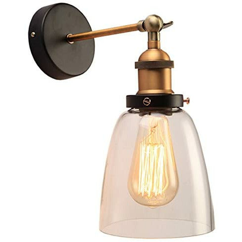 1-Light Clear Glass Edison Wall Lamp - Rae and Tae 