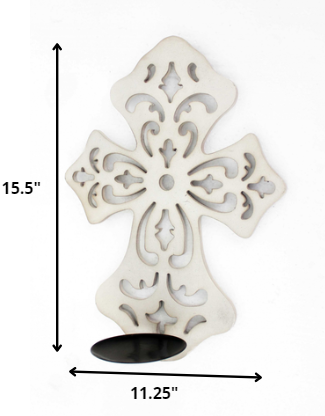 Appleonia Wooden Cross Candle Holder Sconce