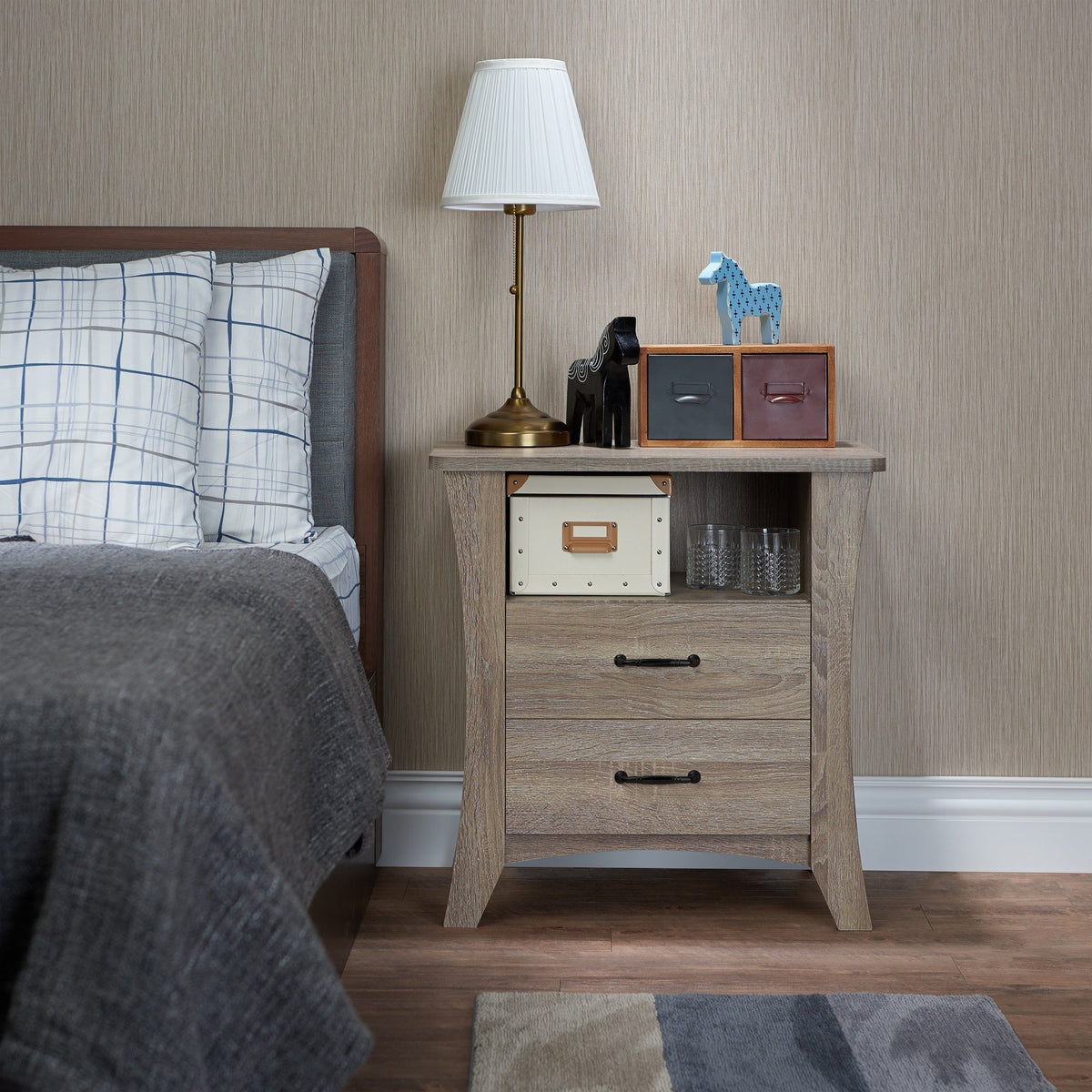 Rustic Natural Wood Finish Nightstand - Rae and Tae 