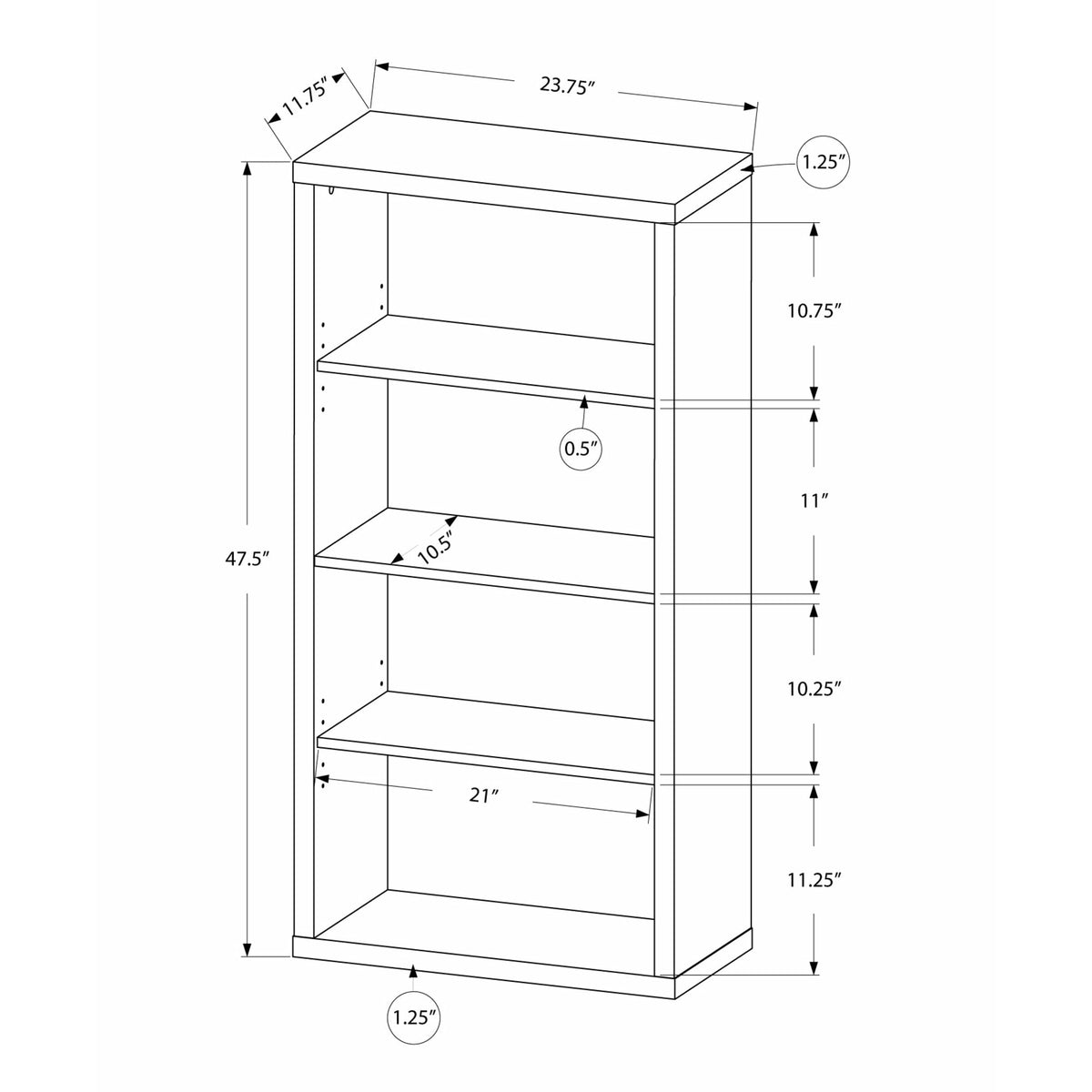 Adjustable Shelves Bookshelf - Rae and Tae 