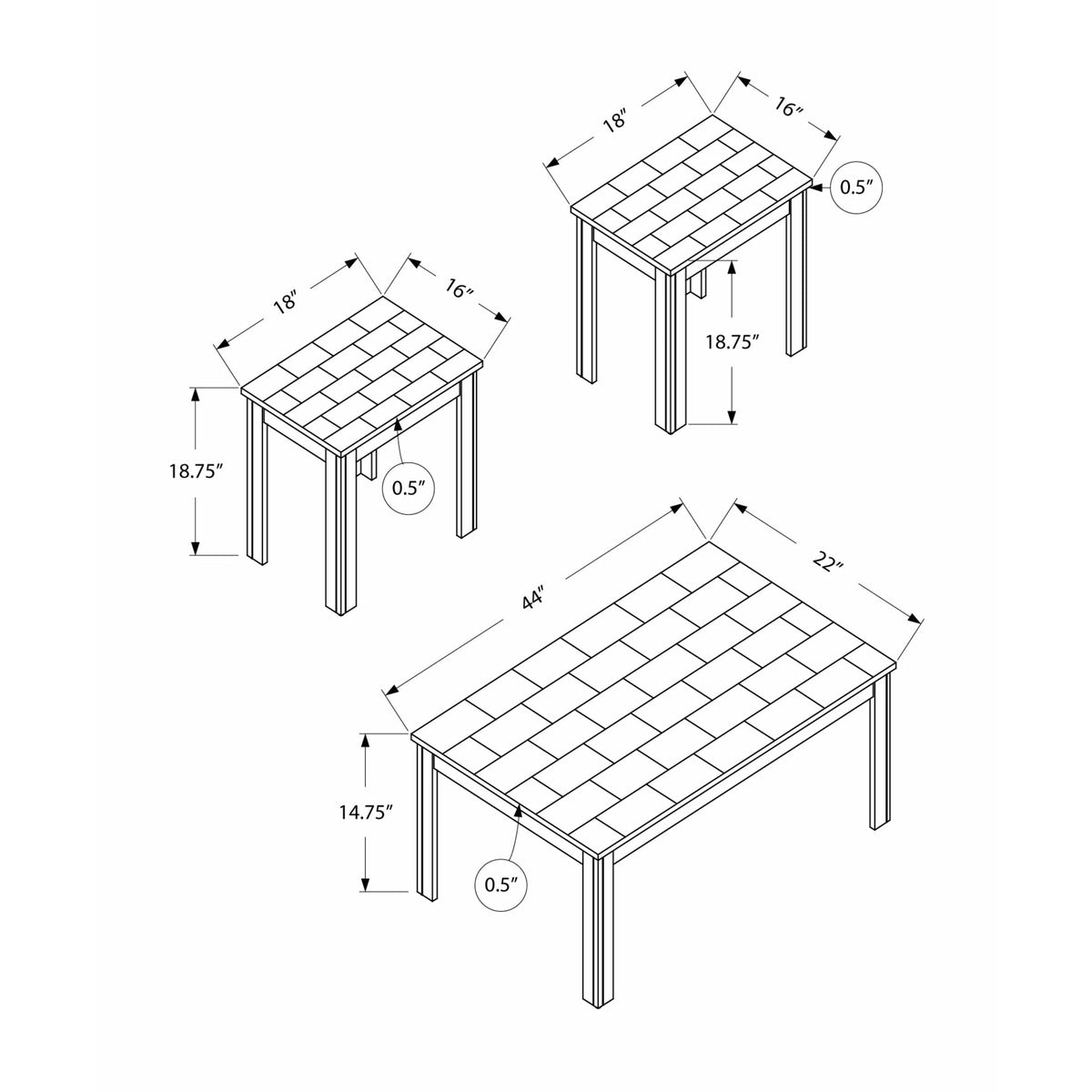 Black Grey Marble Tables - 3 Piece Set - Rae and Tae 