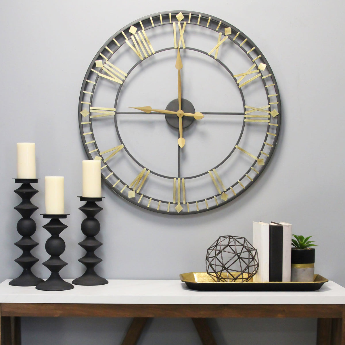 Oversized Vintage Metal Wall Clock