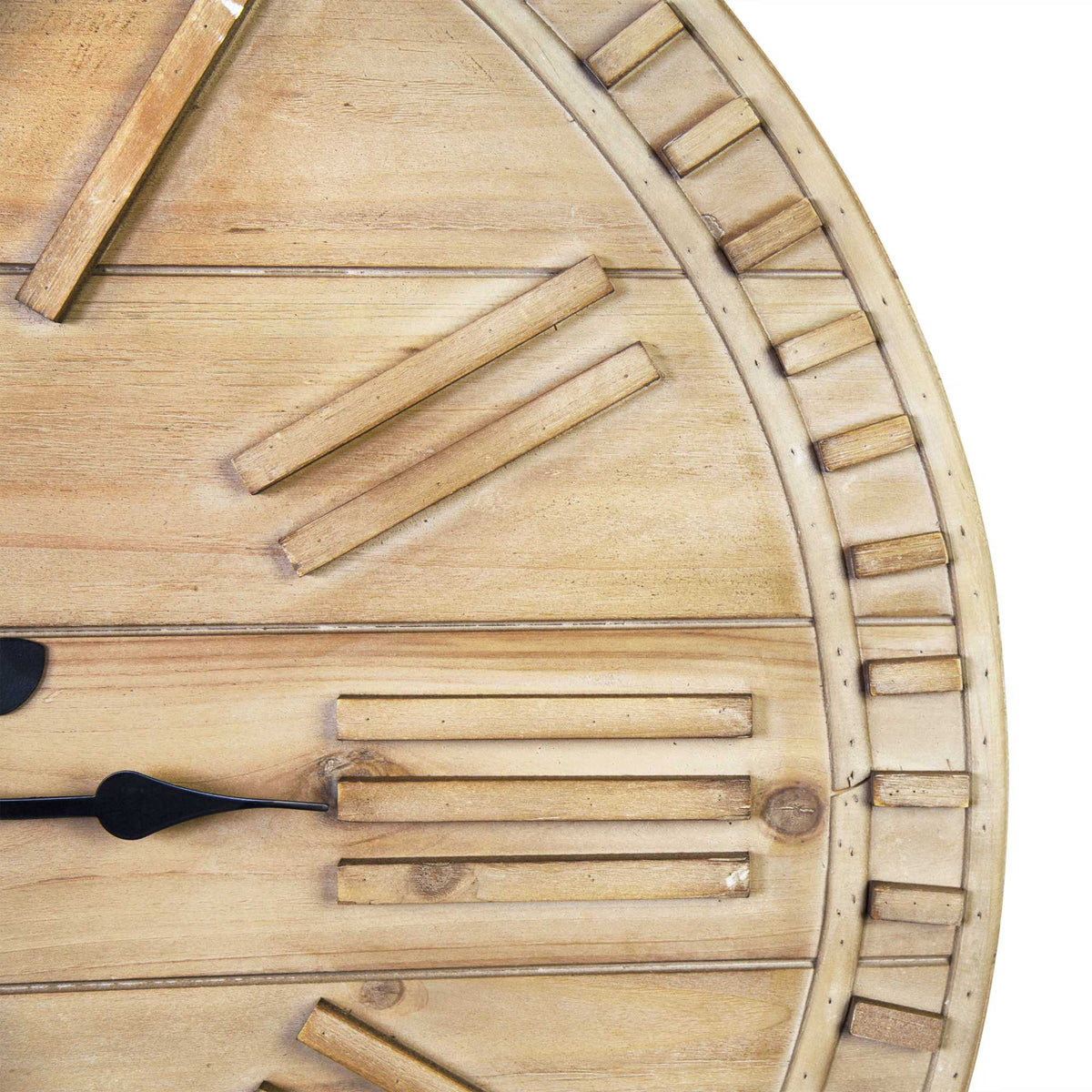 Round Wood Face Roman Numeral Wall Clock