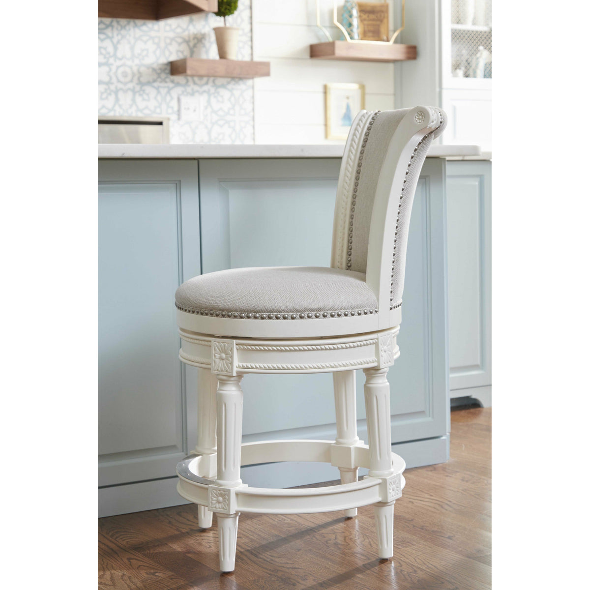 Farmhouse White Counter Height Bar Stool - Rae and Tae 