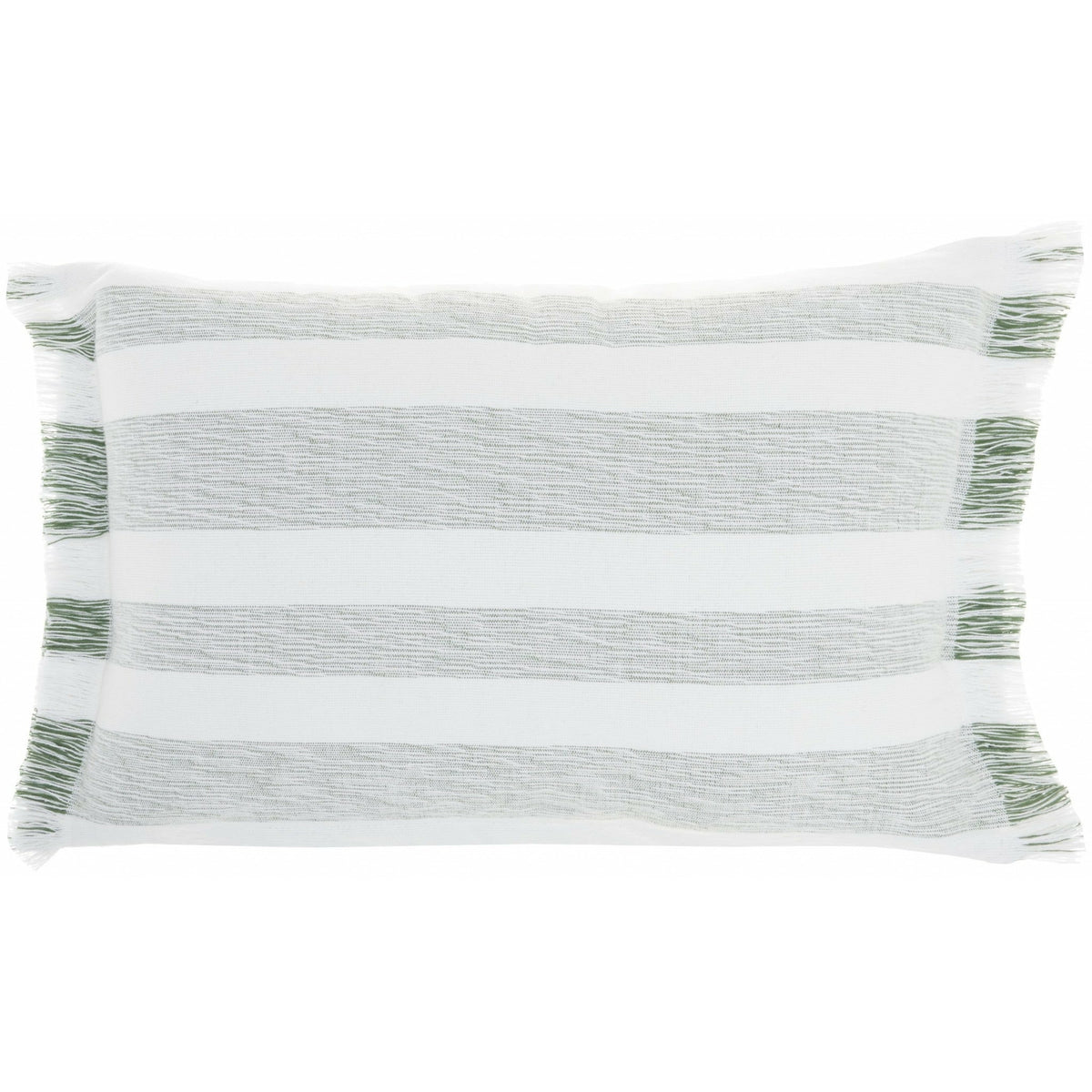 Green And White Stripes Lumbar Throw Pillow - Rae and Tae 