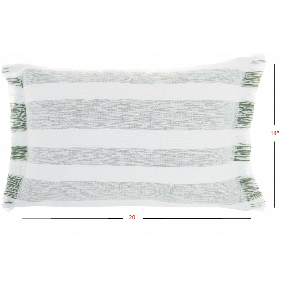 Green And White Stripes Lumbar Throw Pillow - Rae and Tae 