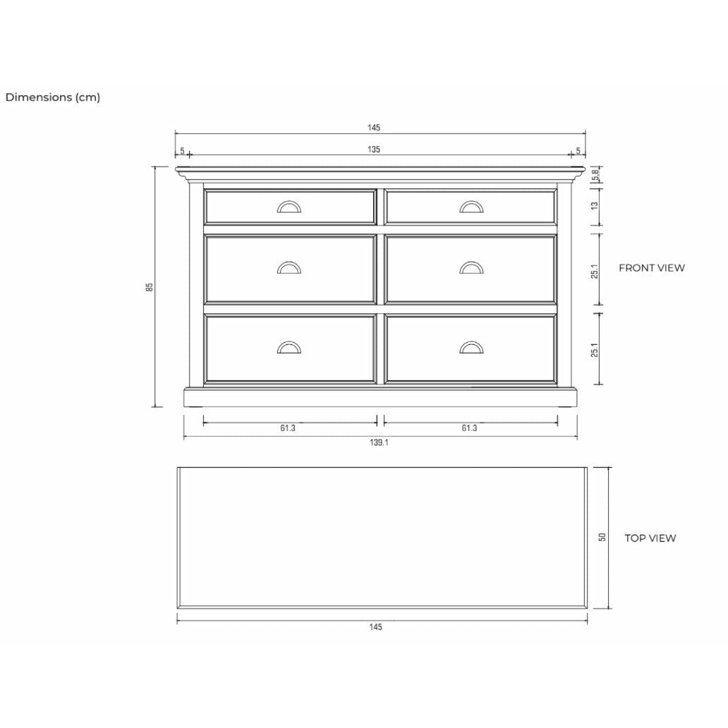 Modern Farmhouse White Six Drawer Dresser - Rae and Tae 