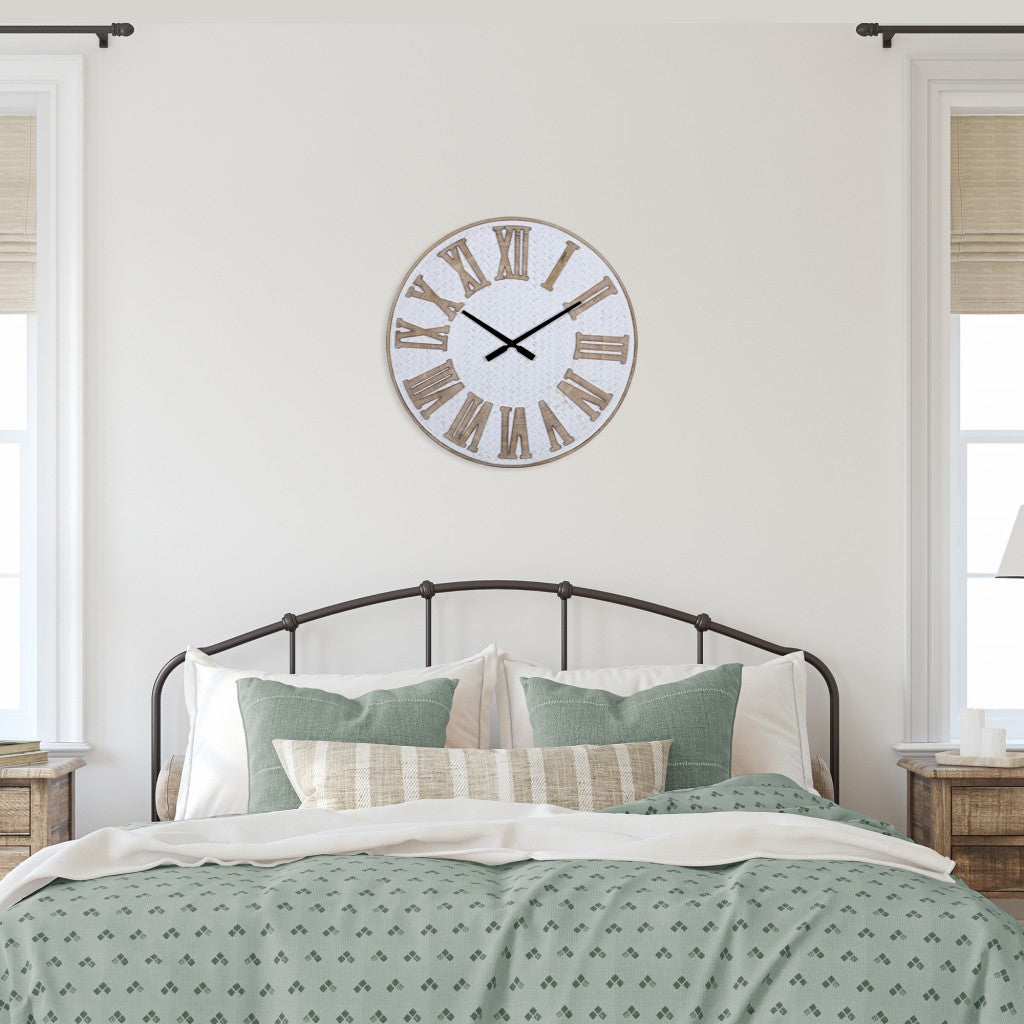 Rustic Wooden Roman Numeral Wall Clock - Rae and Tae 