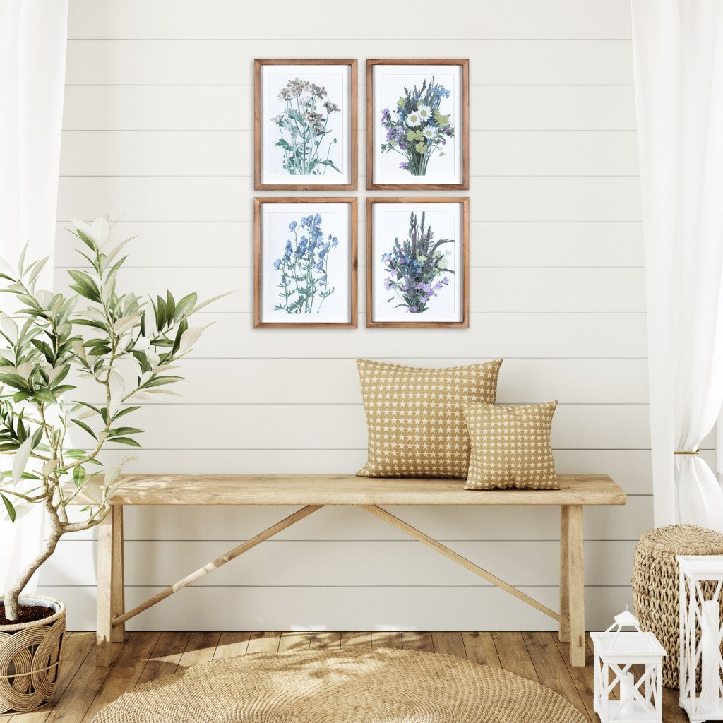 Floral Print Wooden Frame Wall Art - Set of 4 - Rae and Tae 