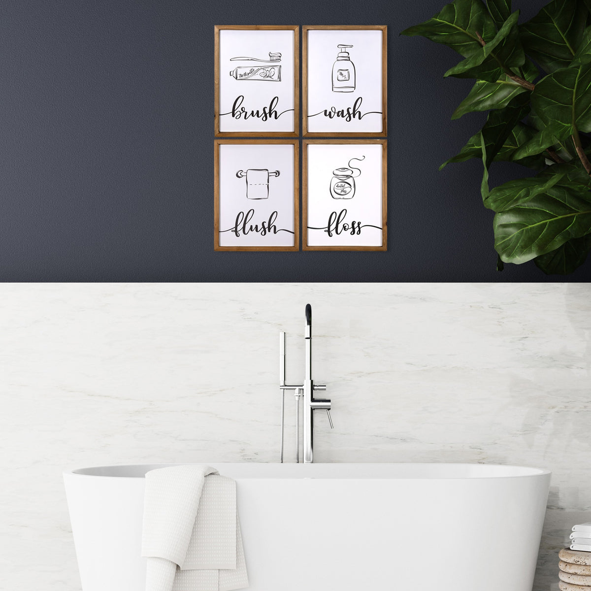 Bathroom Themed Wall Art - Set of 4 - Rae and Tae 