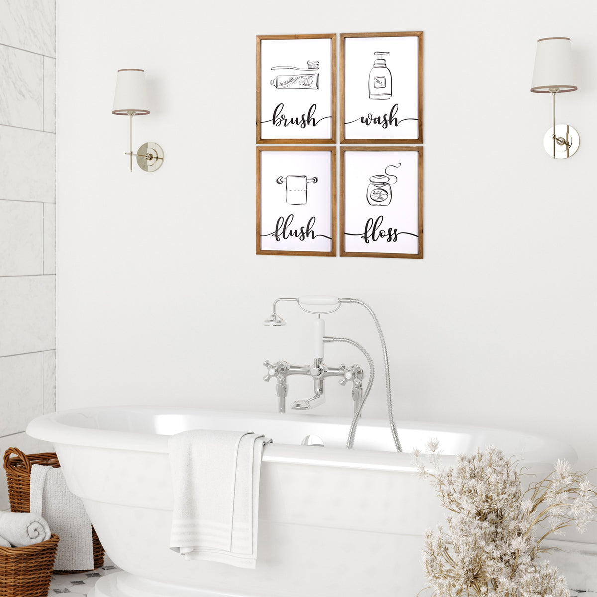 Bathroom Themed Wall Art - Set of 4 - Rae and Tae 