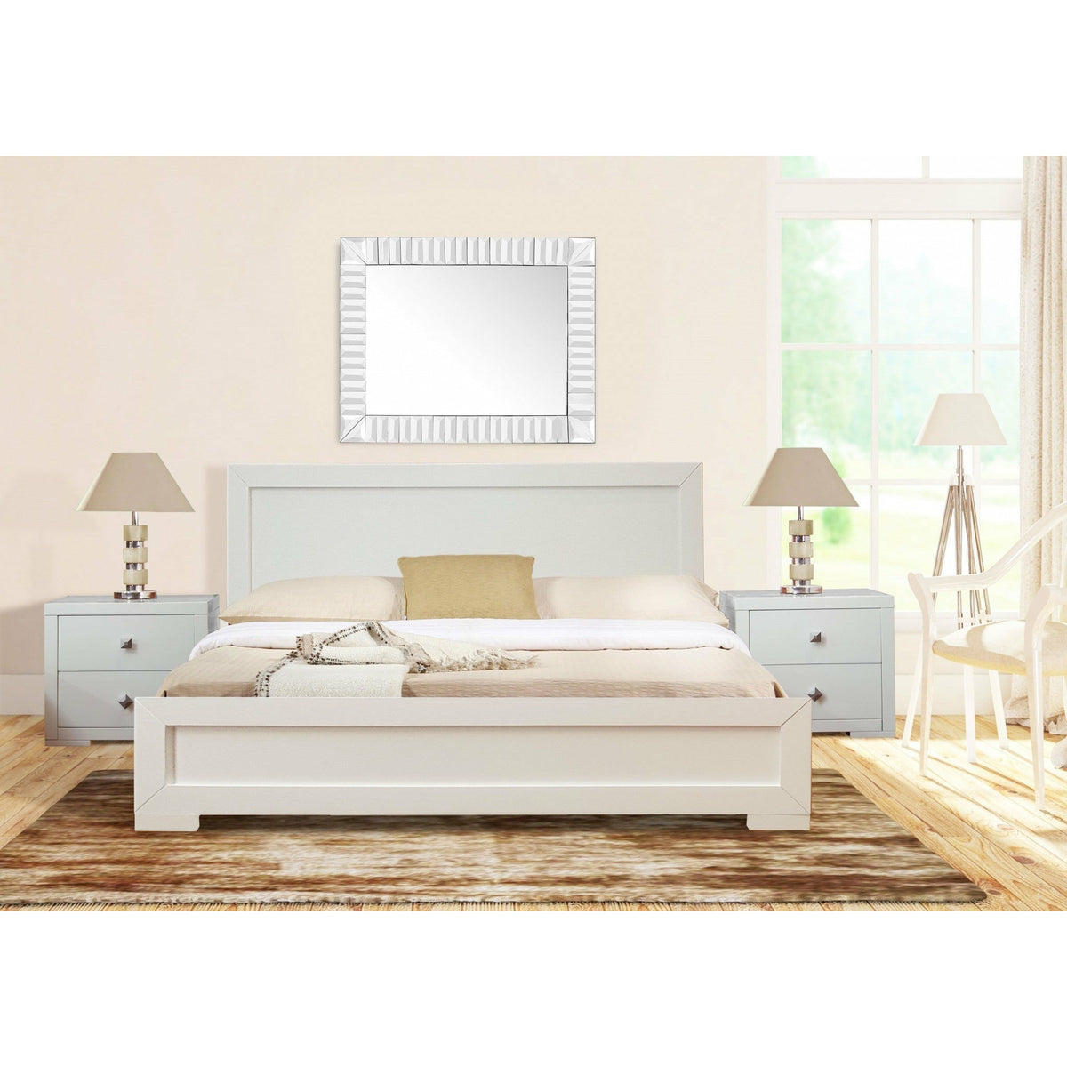 White Wood King Platform Bed - Rae and Tae 