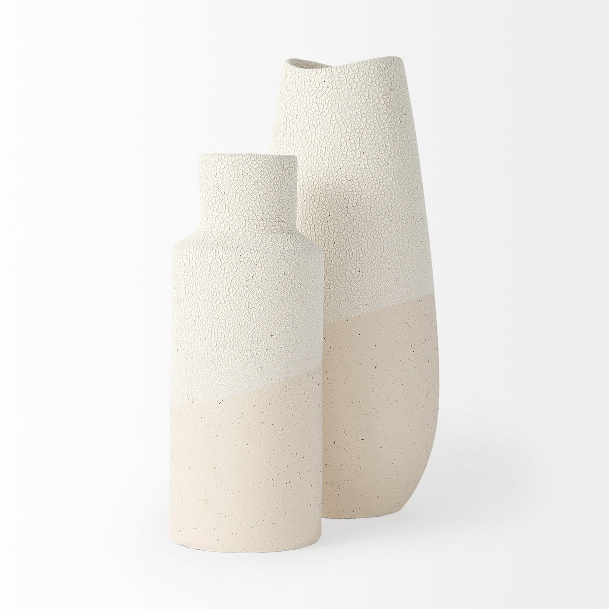 Lopez Blush Two Tone Organic Crackle Glaze Ceramic Vase