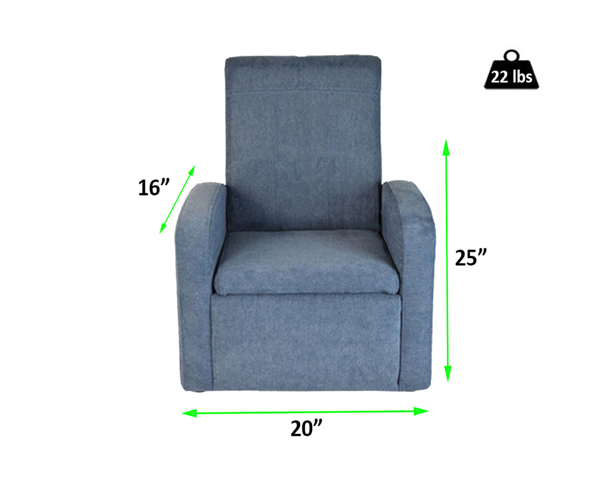 Blue Recliner Chair With Storage - Rae and Tae 