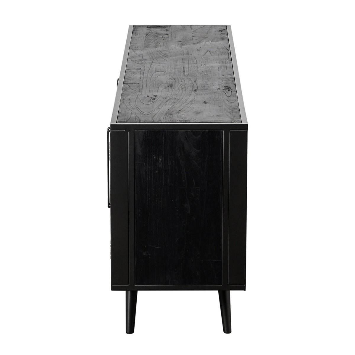 Rustic Black And Rattan Media Cabinet - Rae and Tae 