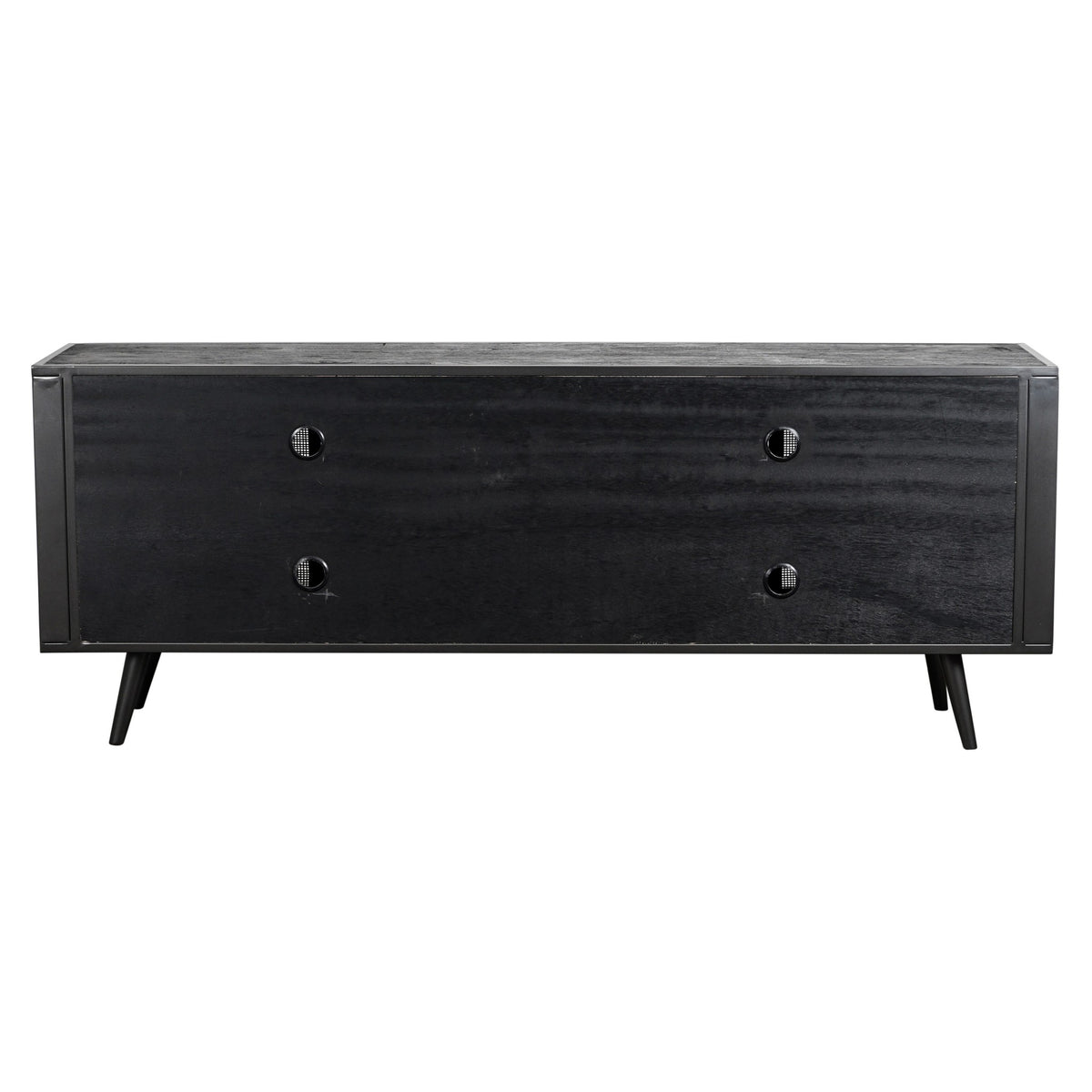 Rustic Black And Rattan Media Cabinet - Rae and Tae 