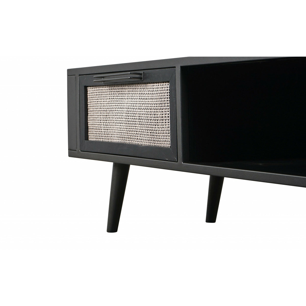 Rustic Black And Rattan TV Stand - Rae and Tae 