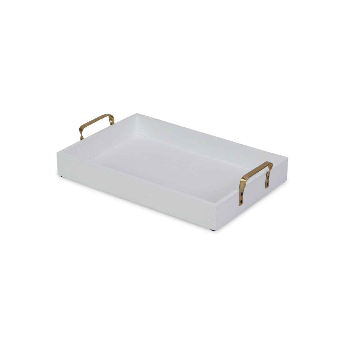 White Wooden Tray With Gold Handles - Rae and Tae 