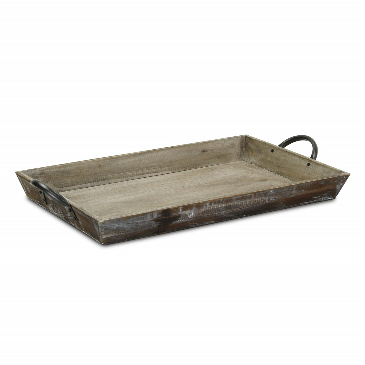 Wooden Serving Tray With Metal Handles - Rae and Tae 