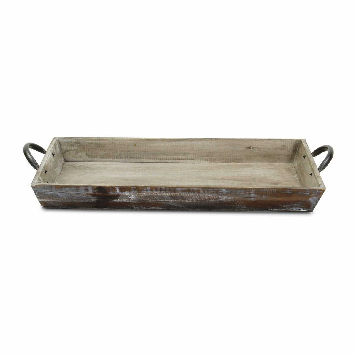 Wooden Serving Tray With Metal Handles - Rae and Tae 