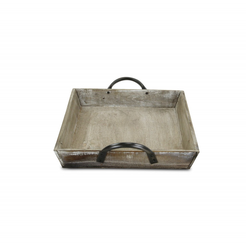 Wooden Serving Tray With Metal Handles - Rae and Tae 