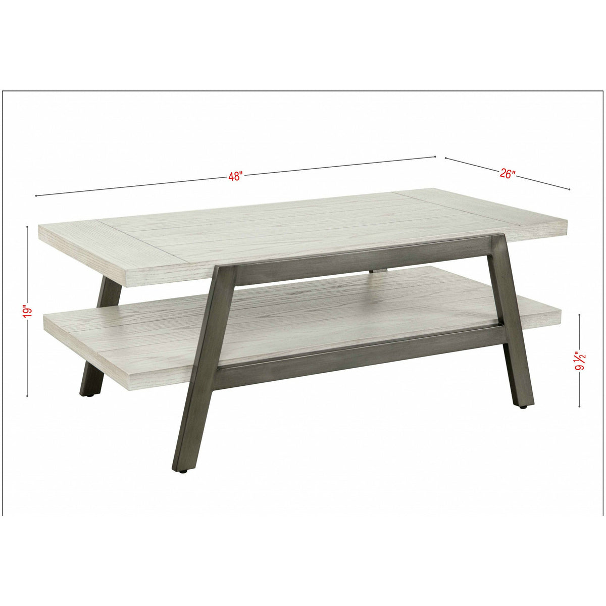 Gray Wood And Iron Two Tier Coffee Table - Rae and Tae 