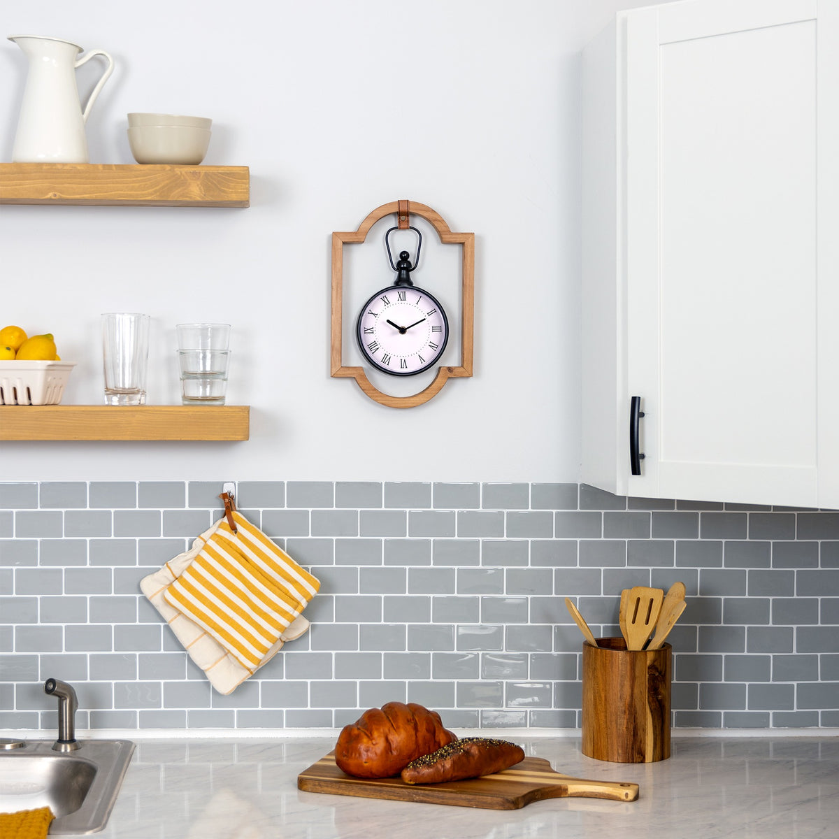 Wooden Frame Hanging Wall Clock - Rae and Tae 