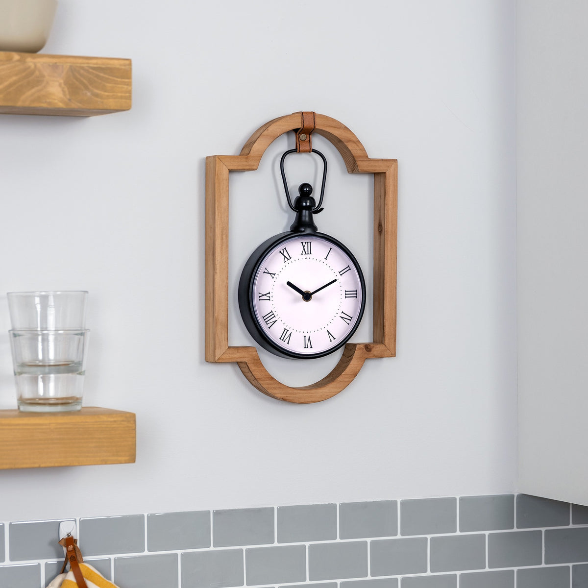 Wooden Frame Hanging Wall Clock - Rae and Tae 