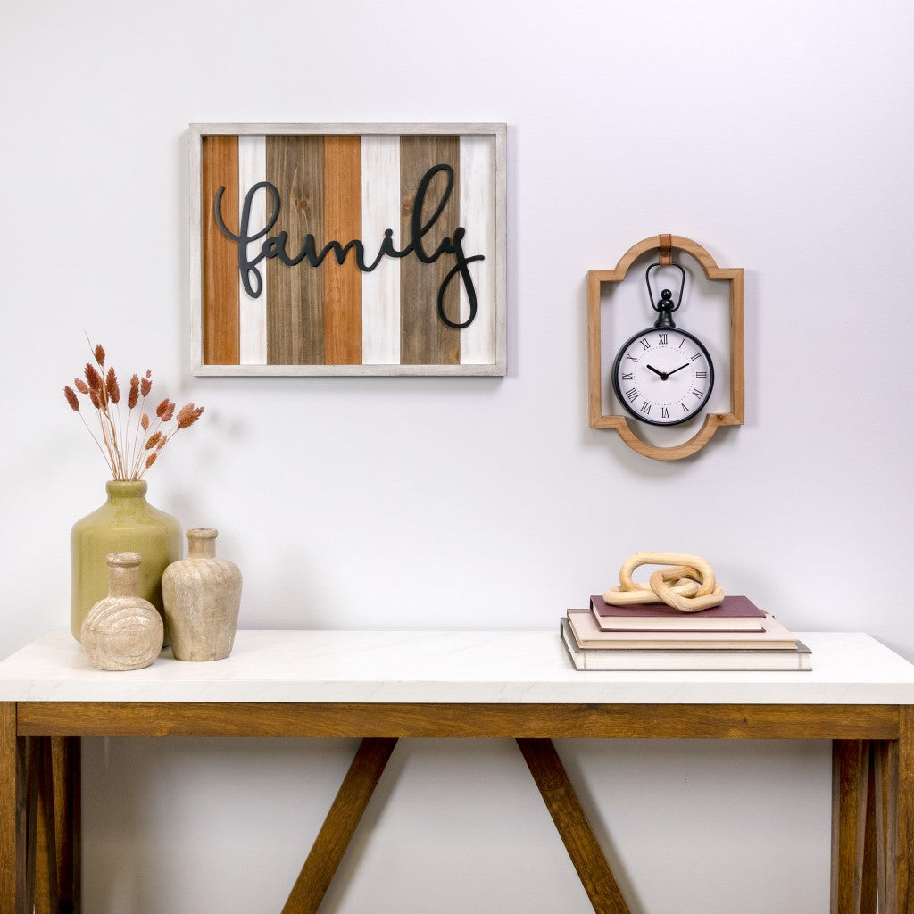 Wooden Frame Hanging Wall Clock - Rae and Tae 