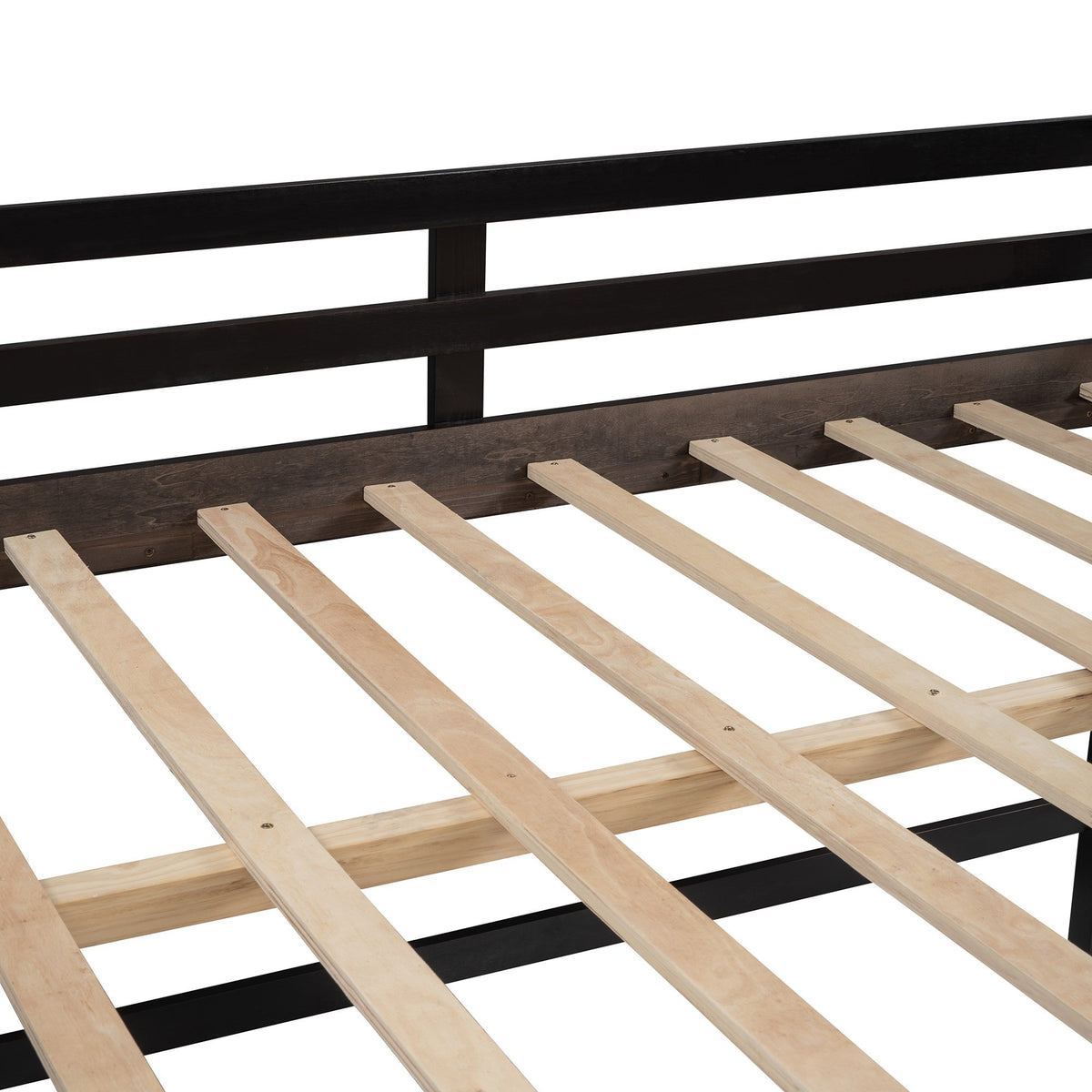 Espresso L Shaped Double Loft Bed With Slide And Ladders - Rae and Tae 