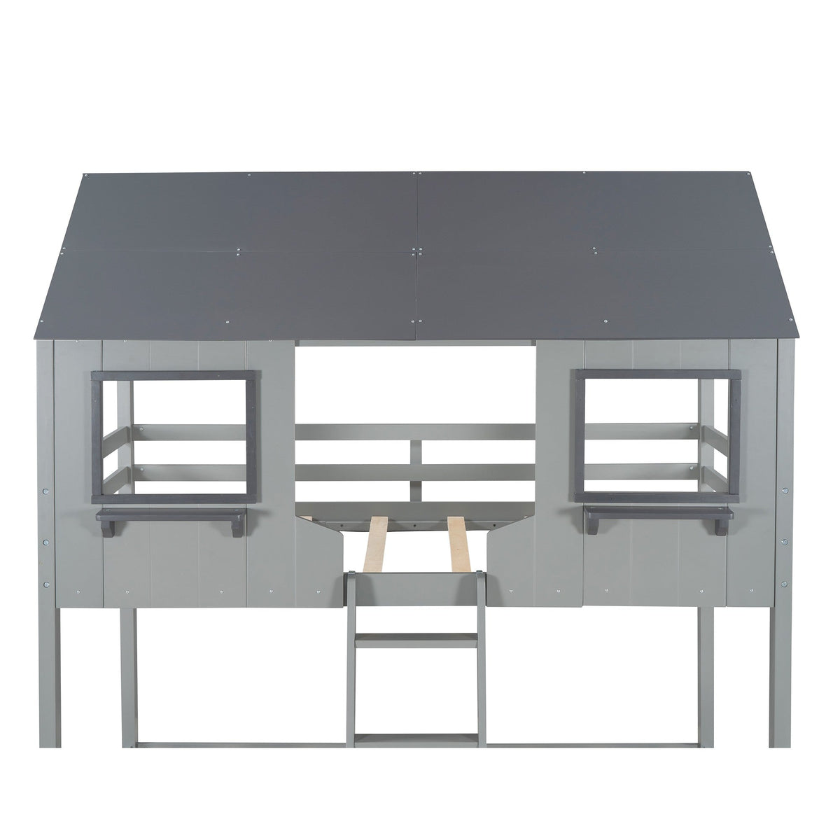 Gray Twin Over Twin Doll House Bunk Bed - Rae and Tae 