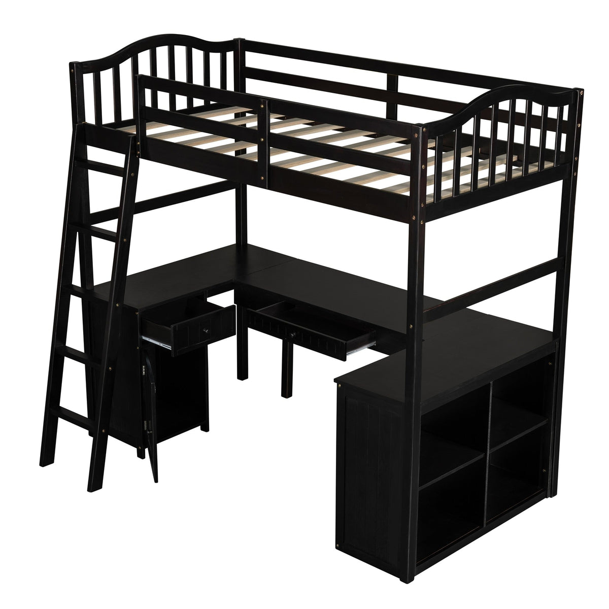 Modern Twin Loft Bed With Desk - Rae and Tae 