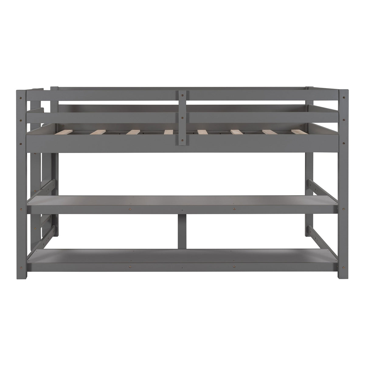 Minimalist Gray Twin Size Loft Bed With Built In Shelves - Rae and Tae 