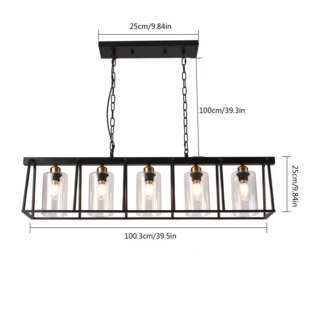 Black Modern Farmhouse Five Light Hanging Chandelier - Rae and Tae 