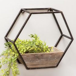 Wood & Metal Hexagon Wall Planter - Rae and Tae 