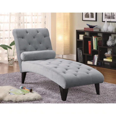 Tufted Comfy Gray Chaise - Rae and Tae 