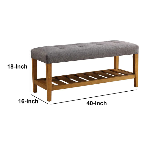 Savard Modern Farmhouse Tufted Wooden Bench