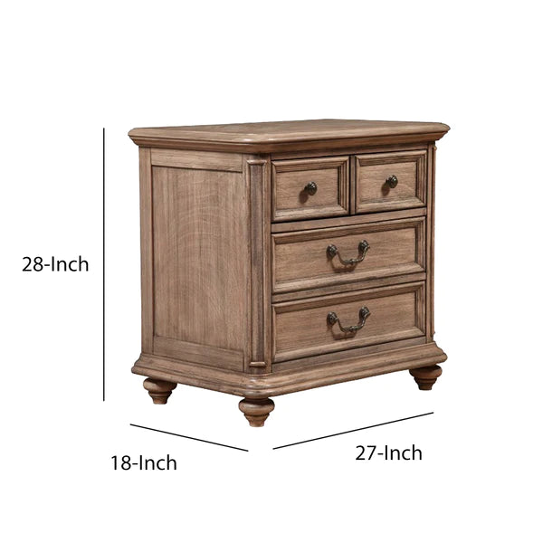 Hawkes Mahogany Wood 2 Drawer Nightstand