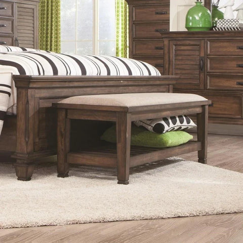 Cevallos Transitional Style Wooden Bench