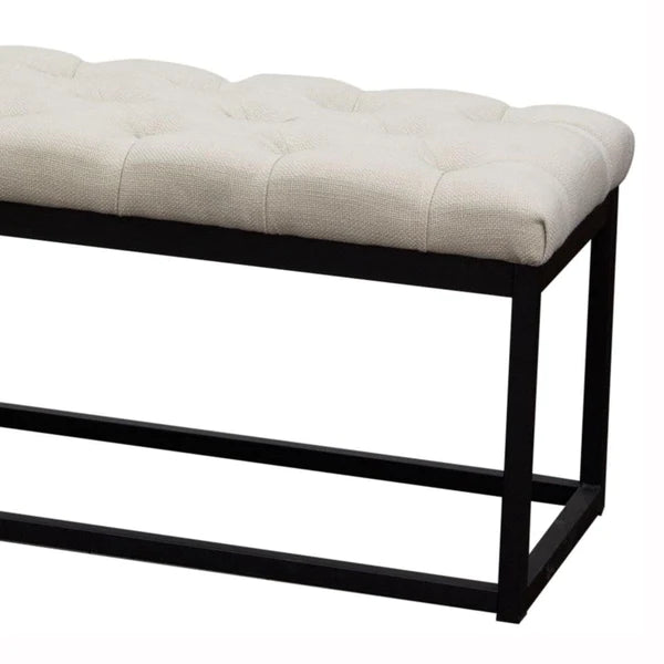 Morris Linen Upholstered Metal Contemporary Bench