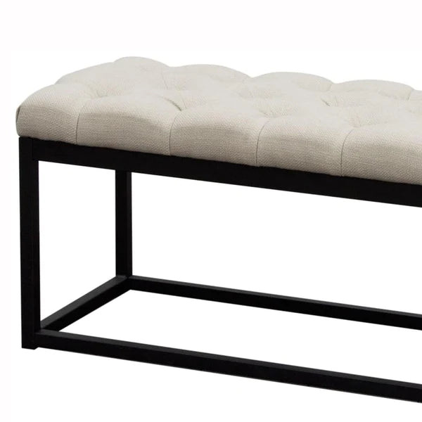 Morris Linen Upholstered Metal Contemporary Bench