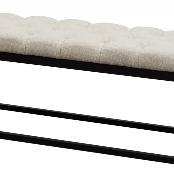 Morris Linen Upholstered Metal Contemporary Bench