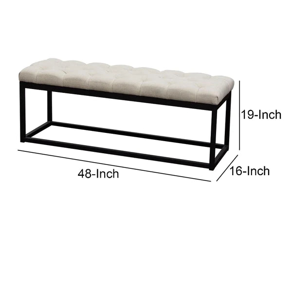 Morris Linen Upholstered Metal Contemporary Bench