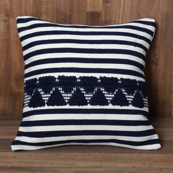 Edna Classic Striped Handwoven Patterned Square Throw Pillow